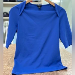 Ann Taylor.  Fitted. Boat neck half sleeve.  Vivid Blue